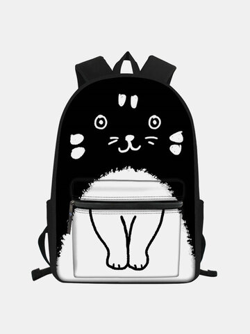 حقيبة ظهر داكرون سعة كبيرة بطباعة نمط قطة