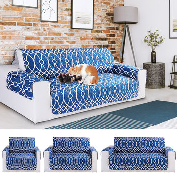 3 Seats Blue Flower Pattern Anti-scratch Pet Sofa Mat