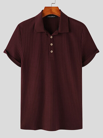 Solid Rib-Knit Golf Shirt