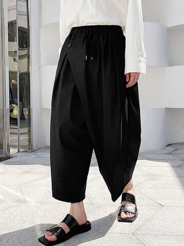 Solid Wide Leg Cropped Pants