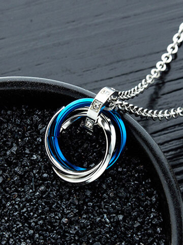 Three-rings Intertwined Pendant Necklace