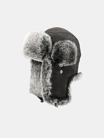 Men Furs Solid Cold Protection Trapper Hat