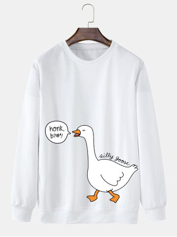 Cartoon Goose Letter Print Sweatshirts