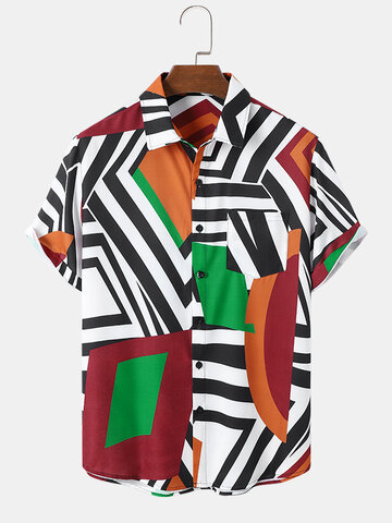 Geometric Color Block Shirts