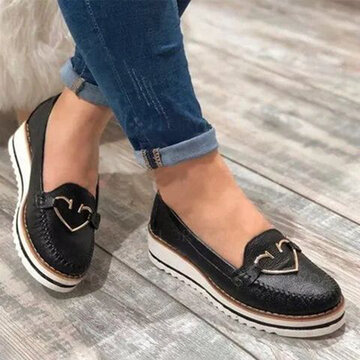 Stitching Non Slip Wedges Loafers