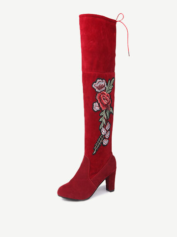Large Size Embroidery Flower Boots