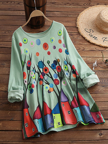 Tree House Printed Knit Blouse