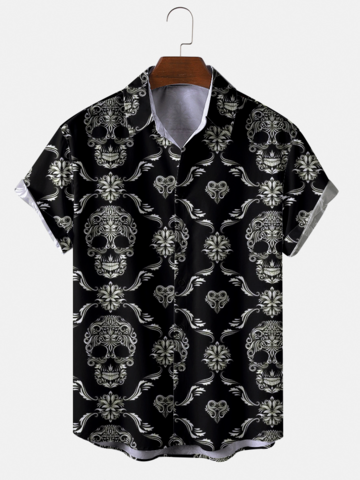 Skull Overlay Ethnic Ornament Shirts