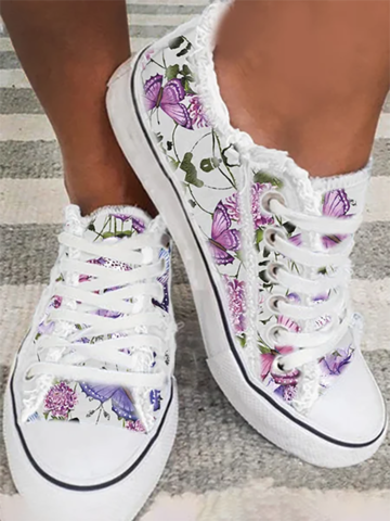 Women Canvas Lace Up Sneakers