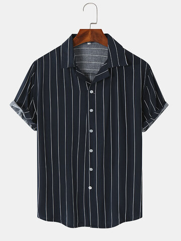 Striped Graphic Vacation Leisure Shirts