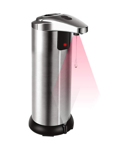 Automatic Soap Dispenser, Touchless Soap Dispenser Equipped with Stainless Steel, Infrared Motion Sensor Soap Dispenser with 4 Adjustable Dispensing Volume for Bathroom Kitchen Hotel