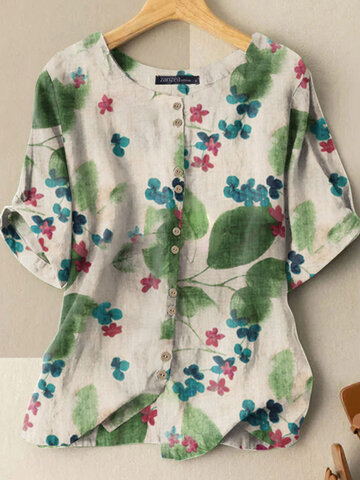 Floral Plant Half Sleeve Shirt