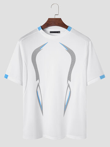 Stylish Pattern O Neck Soft Breathable Sports T-shirt