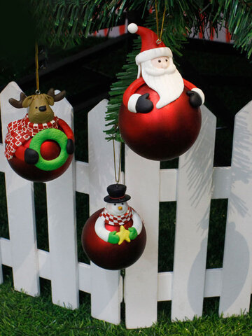 Creative Soft Pottery Christmas Cartoon Decorative Pendant