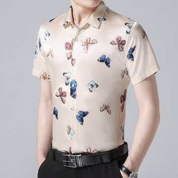 

Baodi Men's Clothing Season New Short-sleeved Middle-aged Men's Printed Shirt Male Fashion Dad Shirt Male