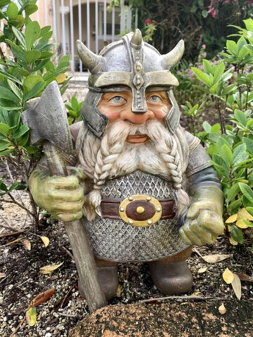 Pirata Victor Estátua de anão de gnomo norueguês Resina Estatuetas em miniatura Esculturas de enfeites de jardim ao ar livre