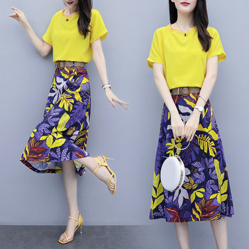 

Fashion Goddess Fan Suit Skirt Season New Foreign Gas T-shirt Skirt Two-piece Temperament
