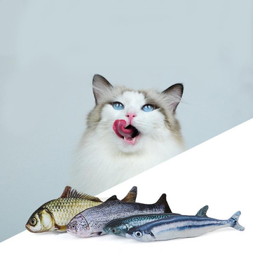

Yani 30cm Large Size Interactive Pets Pillow Catnip Toys Simulation Plush Fish Shape Doll Chew Bite Cat Toy, White