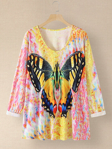 Butterfly Print Long Sleeve T-shirt