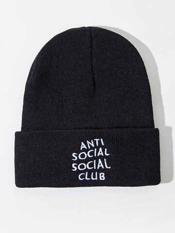 Print Knitted Wool Hat Skull Cap Beanie With Letter