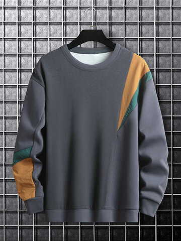 Lose Sweatshirts im Colorblock-Patchwork-Design