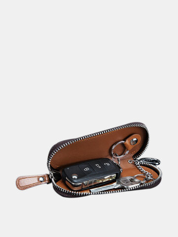 Men Genuine Leather Vintage Outdoor Casual Key Bag