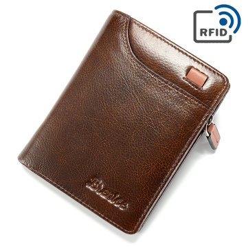 Women RFID 10 Card Holder Vintage Oil Leather Short Wallet