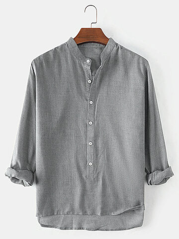 Cotton Solid Henley Shirts