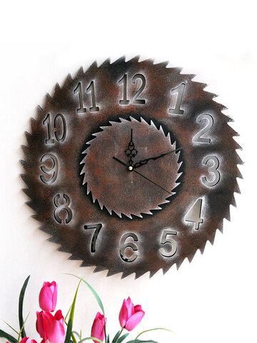 Retro Industrial Wind Wooden Gear Saw Blade Clock Home Bar Wall Sticker Wall Clock Gear Ornament Cl200