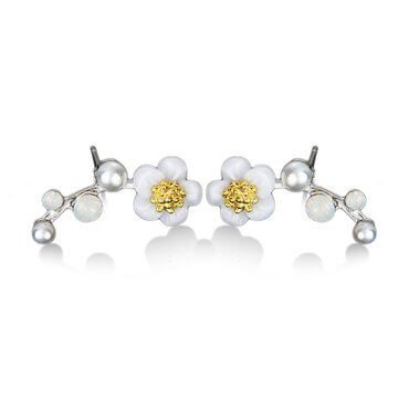 Cute Shell Flower Rhinestones Earrings 