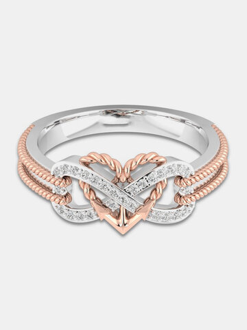 Zircon Infinity Knot Coração Anéis 