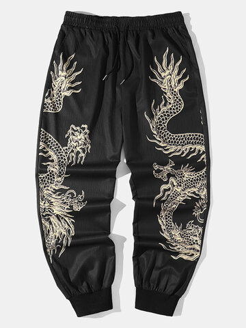 Pantalon à imprimé dragon chinois