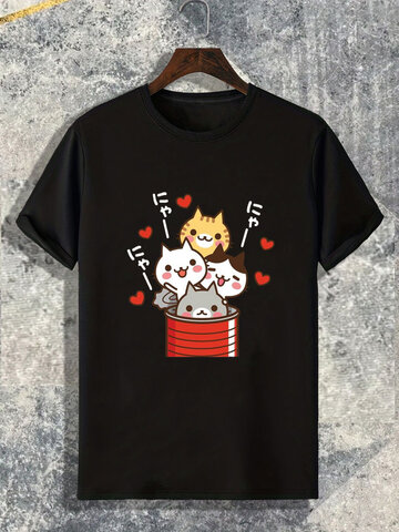 Cartoon Heart Cat T-Shirts