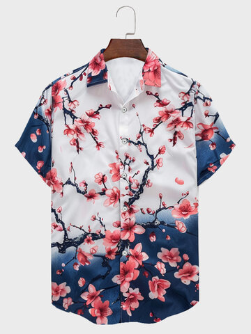 Cherry Blossoms Ombre Print Shirts