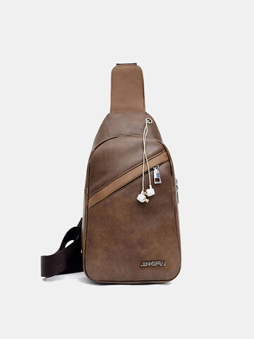Large Capacity Earphone Hole Business Multi-pocket Crossbody Bag Chest Bag Sling Bag