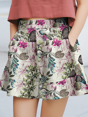 Shorts mit Allover-Pflanzen-Print