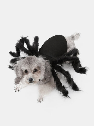 Pet Halloween Funny Spider Clothes Cat Dog Horror Simulation Plush Spider Transformation Party Dress