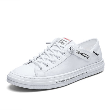 Men Lace Up White Sneakers