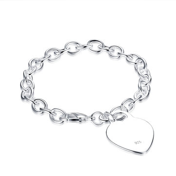 YUEYIN Sweet Women Bracelet Heart Tassel Pendant Silver Plated Bracelet