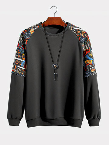 Ethnic Pattern Raglan Sleeve Sweatshirts