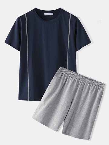 Plain Short Sleeve Pajamas Sets