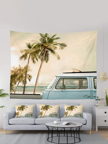 1PCサマービーチランドスケープ印刷タペストリー家の装飾リビングルーム寝室写真支柱壁アートタペストリー