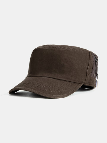 Men Simple Durable Cotton Military Hat Outdoor Travel Casual Anti-UV Flat Cap