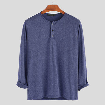 Mens Brief Style Solid Color Henley Shirts