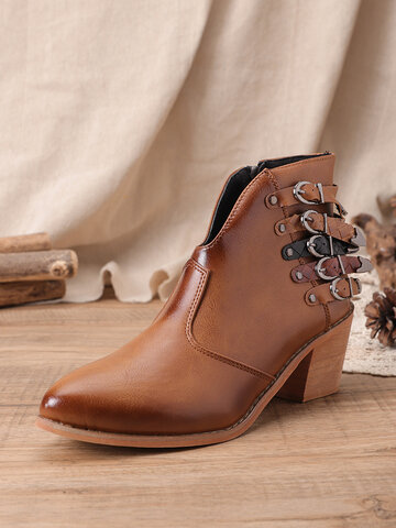Pointed Toe Retro Elegant Ankle Boots