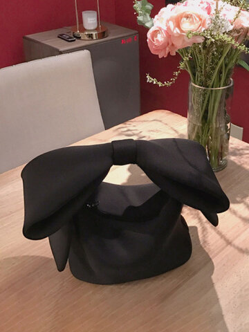 Bowknot Cute Solid Color Cotton Handbag