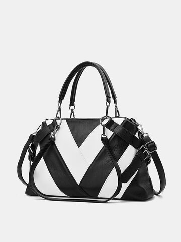 Women Faux Leather Simple Handbag Leisure Shoulder Bag