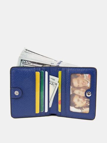 RFID Antimagnetic Thin Genuine Leather Purse Card Holder Coin Bags Short Wallet