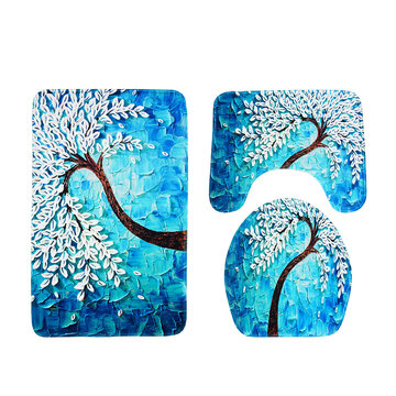New Carved Happiness Tree Toilet Mat Three Sets Of Non-slip Absorbent Bathroom Mats E-commerce Hot