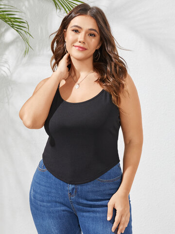 Plus Size Solid Ribbed Crop Tank